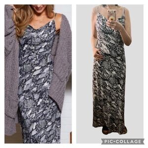 Small Maxi Cowl Neckline Spaghetti Strap Printed Slip Dress BNWT